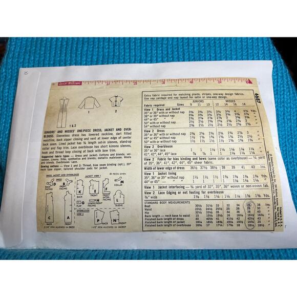 Simplicity 4687 pattern dress bodycon jacket 1960s size 16 - Picture 3 of 6